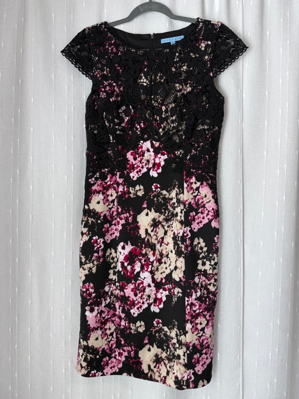 ANTONIO MELANI Black and Pink Floral Dress